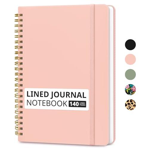 Taja Lined Spiral Journal Notebook for Women & Men, 140 Pages, College Ruled Hardcover Notebook for Work & Note Taking, Journals for Writing, A5(5.7" x 7.9") - Pink