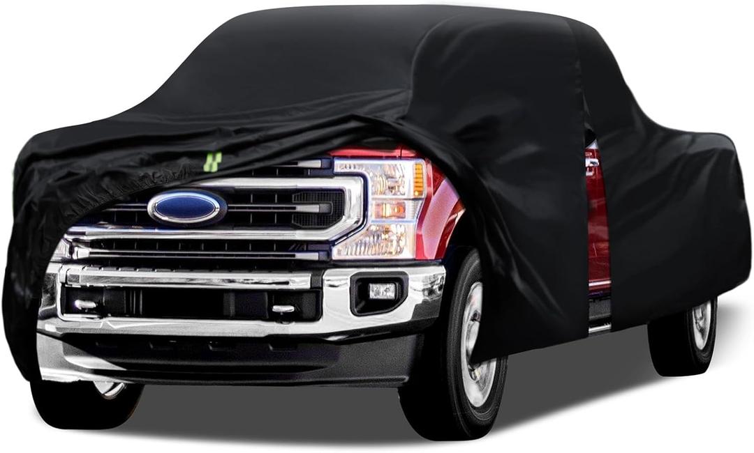 Truck Cover Waterproof All Weather, 6 Layers Pickup Cover Fit for Ford F150, Chevrolet Silverado 1500, Gmc Sierra, Ram 1500, Toyota Tundra (T4 Fit Truck Length Up to 250 inch) (Black)