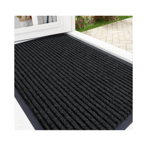 OLANLY Front Door Mat Indoor Outdoor Entrance, Waterproof Heavy Duty Doormat, Fade Resistant, Low Profile, Easy Clean Patio Porch Welcome Floor Mats for Entry, 29.5x17, Black