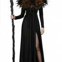 Women's Evil Witch Dress Set Halloween Role Play Dress Deluxe Witch Costume Accessories (Medium)