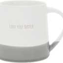 Pavilion Gift Company - Love You Sister - 17 oz Organic Shaped Gray Dipped Stamped Letter Novelty Coffee Mug Tea Cup Stepsister Sister-In-Law Gift Adoptive Sister From Brother Neutral Modern Present
