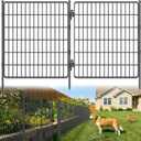 [3-PLY] No Dig Garden Fence Animal Barrier with Gate, 32 in (H) x23.6ft (L), 10 Panels Metal Dog Fence Outdoor for Yard, Decorative Temporary Fence Tall Garden Fencing for Dogs Outside