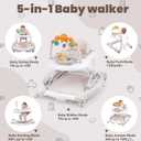 Boyro Baby Baby Walker, 5-in-1 Baby Walkers for Boys and Girls 6-12 Months with Bouncer, Removable Footrest, Feeding Tray & Music, Foldable & Adjustable Activity Walker for 6-18 Months Toddler Infant
