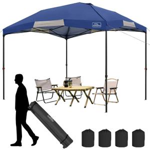 KAMPKEEPER 12x12 Pop Up Canopy Tent,Heavy Duty Outdoor Sun Shade for Events,Camping,Parties - Polygonal Patio Gazebo with Wheeled Bag,4 sandbags(Navy Blue)