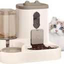 Two-in-One Upgraded Gravity Pets Feeder and Water Dispenser Combo Set, Pet Cat Dog Automatic Feeder and Water Dispenser for Small and Medium Pets Cats Dogs, Large Capacity & Washable (Gray)