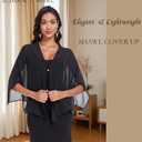 Shawls and Wraps for Evening Dresses Chiffon Soft Shawl for Wedding Guest Party Cover Up (Black)