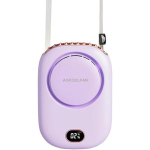 AOCOOLFAN Portable Neck Fan, Mini Small Personal Handheld Fan USB Rechargeable 3 Speed for Girls Boys Woman Eyelash Travel Home Office Outdoor (purple)
