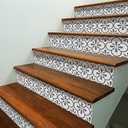 funlife 14 Strips Peel and Stick Stair Risers Stickers, Self Adhesive Vinyl Stair Stickers Decals, Staircase Murals Decor for Steps, 39.37"X7.09", Grey Clover