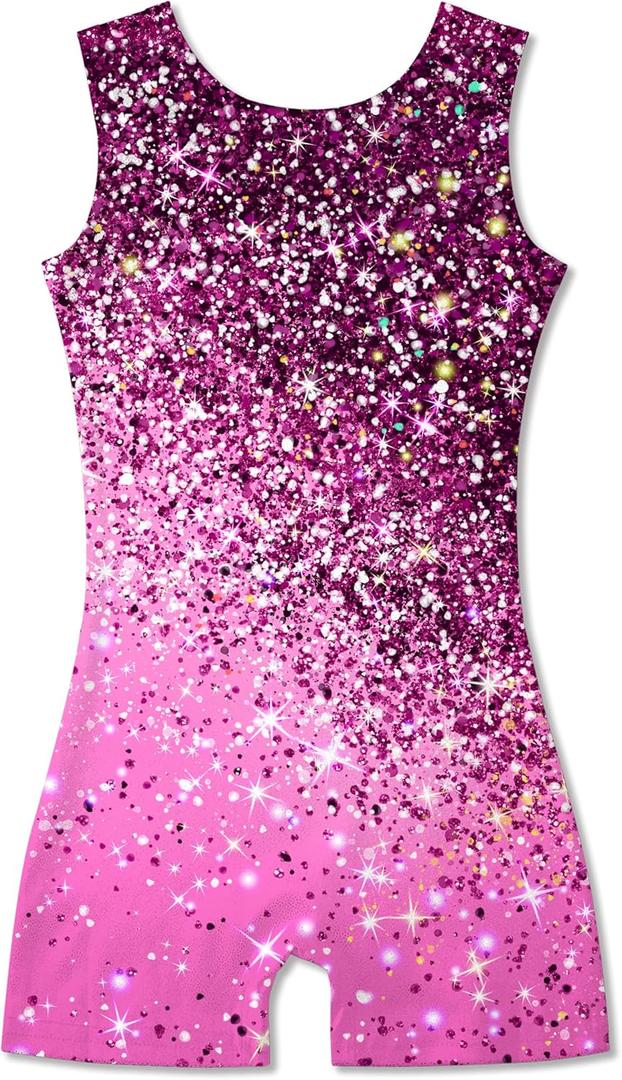 Idgreatim 2-10 Years Gymnastics Leotards for Girls Sparkly Biketards Unitards Athletic Tumbling Outfit (6-7 Years)