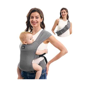 Momcozy Portable Baby Carrier – Compact & Lightweight, Adjustable for Travel, Fold & Go Convenient Storage Hip Pouch, Wide Shoulder Straps, Soft Skin-Friendly Fabric, for Babies 12–35 lbs (Grey)