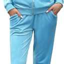Marvmys Women's Velour Tracksuit Full Zip Up Sweat suits Set 2 Piece Outfits Jogger Set (Medium)