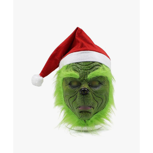 49 Pack of Green Cosplay Mask Halloween Costume Latex Scary Santa Hat Party Prop Christmas Decorations