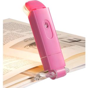 DEWENWILS USB Rechargeable Book Reading Light, Warm White, Brightness Adjustable, LED Clip on Book Lights for Reading in Bed, Car Reading Light for Kids, Bookworms (Pink)