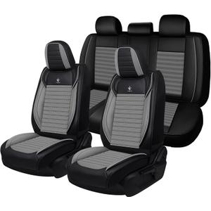 Car Seat Cover Fit for Toyota Corolla 2009-2026 Full Coverage Nappa Faux Leather Car Seat Protector,Auto Anti-Slip Waterproof Easy to Install, Fashion Interior Accessories(Full Set,Black&Gray)