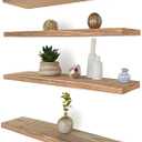 GXYAWPJ 24 Inch Floating Shelves for Wall Rustic Light Wood Wall Shelves for Bedroom Set of 4