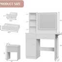 Haewon Vanity Desk Set with Lighted Mirror and Chair, White, 15.2"D x 31.5"W x 52.7"H