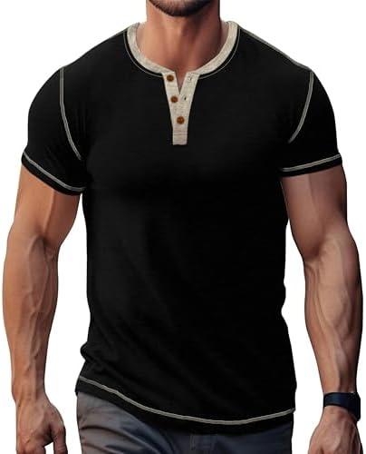 LOGEEYAR Men's Henley Shirts Short Sleeve Basic Casual Shirt Lightweight Button T-Shirts Small, Black 