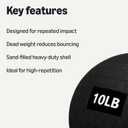 Heavy-Duty Slam Medicine Ball for Exercise, Weighted Design, 10lb, Black