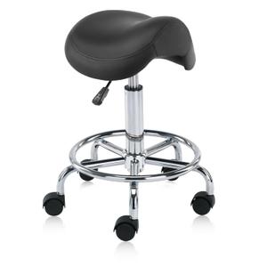 Ergonomic Saddle Stool Adjustable Pneumatic Swivel Rolling Saddle Seat Stool with Wheels for Medical Hygienic SPA Massage Salon Home and Office 506 Haku (Black)