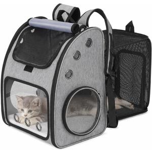 Expandable Cat Backpack Carrier, Airline Approved Pet Carrier for Cats & Small Dogs, Breathable Mesh, Bubble Window, Anti-Collapse, for Travel Hiking Camping, Hold Pets Up to 18 Lbs