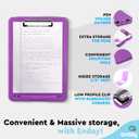 2 x Clipboard with Storage Purple, Letter Size Storage Clipboard with Compartments Case for Nurse Teachers Plastic Translucent Holds 100 Sheets Also Avail. in Green, Pink, Red, Blue, Grey, Black-by Enday