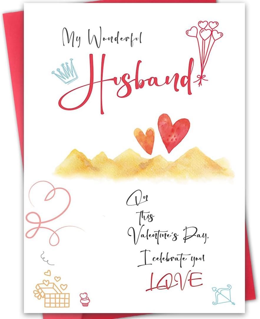 5 x Romantic Valentine's Day Card for Husband,Unique Valentines Day Gifts for Husband from Wife