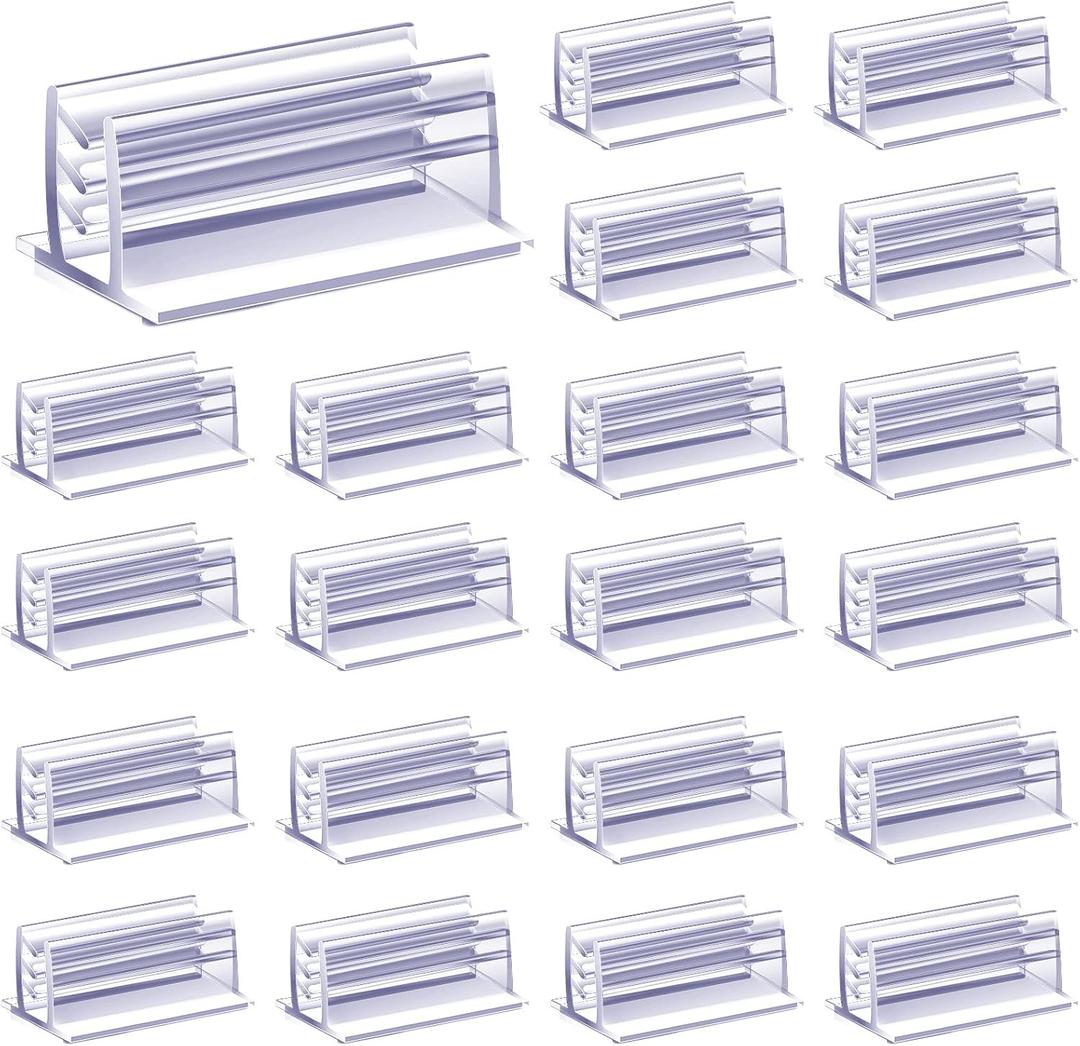 Eersida 50 Pcs Self Adhesive Sign Holder Sneeze Guard Holder Sign , PVC Mini Panels Stand 0.98 x 0.55 x 0.45 Inch Sneeze Guard Stand for Fastening and Lining up Tags, Cards, Receipts, Photos
