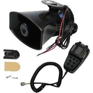 Car Siren Horn 7 Tone Sound Siren Police Mic PA Speaker Car System Emergency with Microphone Amplifier-100W Emergency Sound Electric Horn-12V