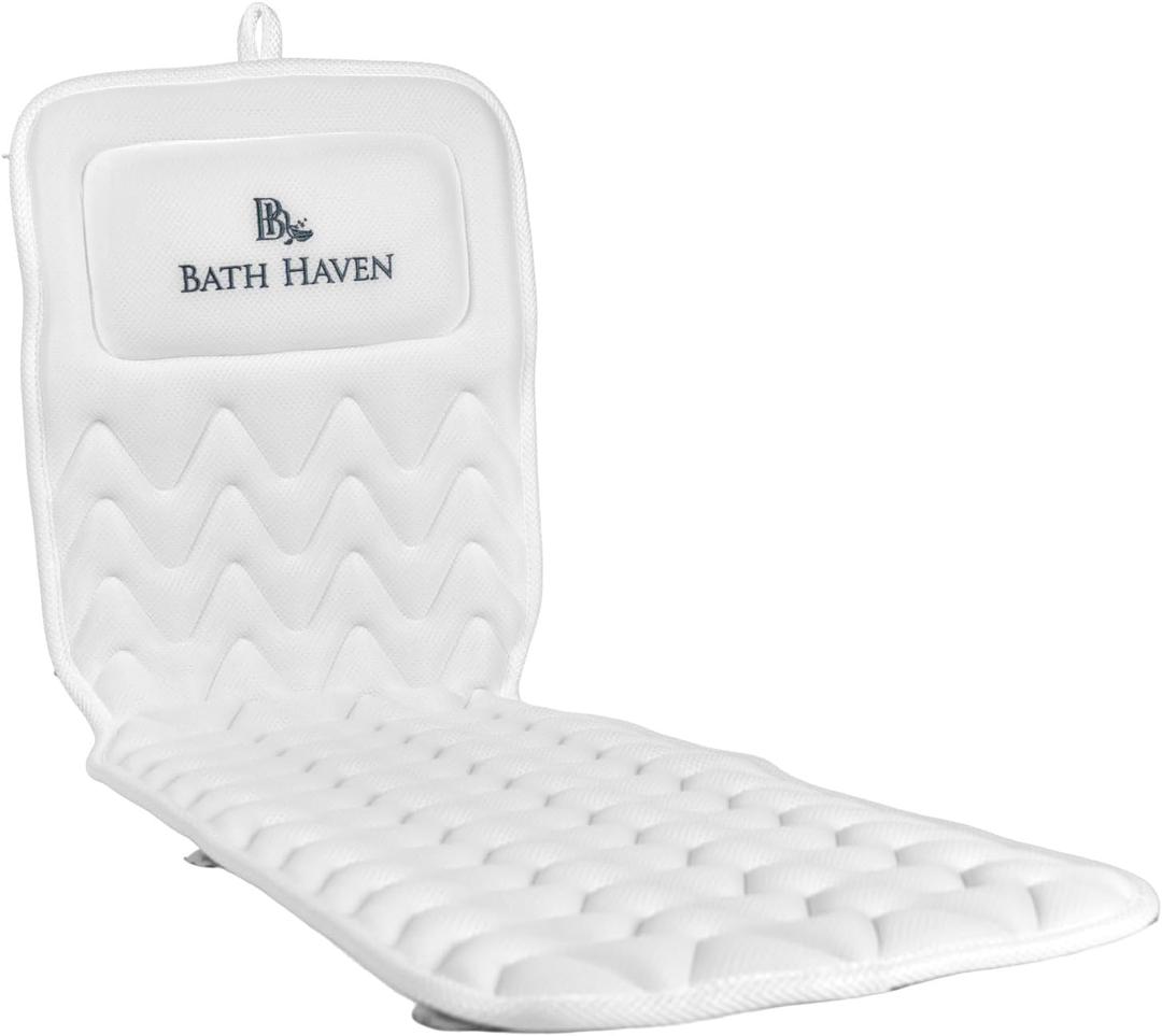 Bath Pillow for Tub, Full Body Bathtub Pillow and Mat for Head, Neck and Back Support, Relaxing Spa Cushion Head Rest and Mat for Tub Jacuzzi, Luxury Bathtub Accessories for Women and Men Quick Drying