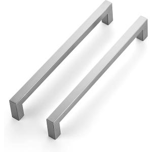 Ravinte 10 Pack 8 Inch Kitchen Square Cabinet Handles Satin Nickel Pulls Brushed Nickel Kitchen Cabinet Hardware Handles for Cupboard Drawer Pulls