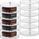 Dimeho 2 PCS Acrylic Belt Organizer 5-Layer Belt Display Stand Transparent Belts Storage Box Clear Jewelry Organizer Case for Closet Drawer Belts Ties Watches Rings Jewelry Bracelets Small Size