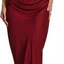 ABYOVRT Women Wedding Guest Dress Corset Bodycon Ruched Lace Up Back Maxi Dresses Formal Party (Wine,S)