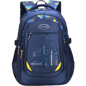 Geometric-Print Backpacks for Teen Boys School, Bookbags for Boys Elementary, School Bags for Boys (Dark Blue)