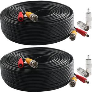 Postta BNC Video Power Cable (2 Pack 150 Feet) Video Security Camera Cable Wire with Four Connectors for CCTV DVR Surveillance System