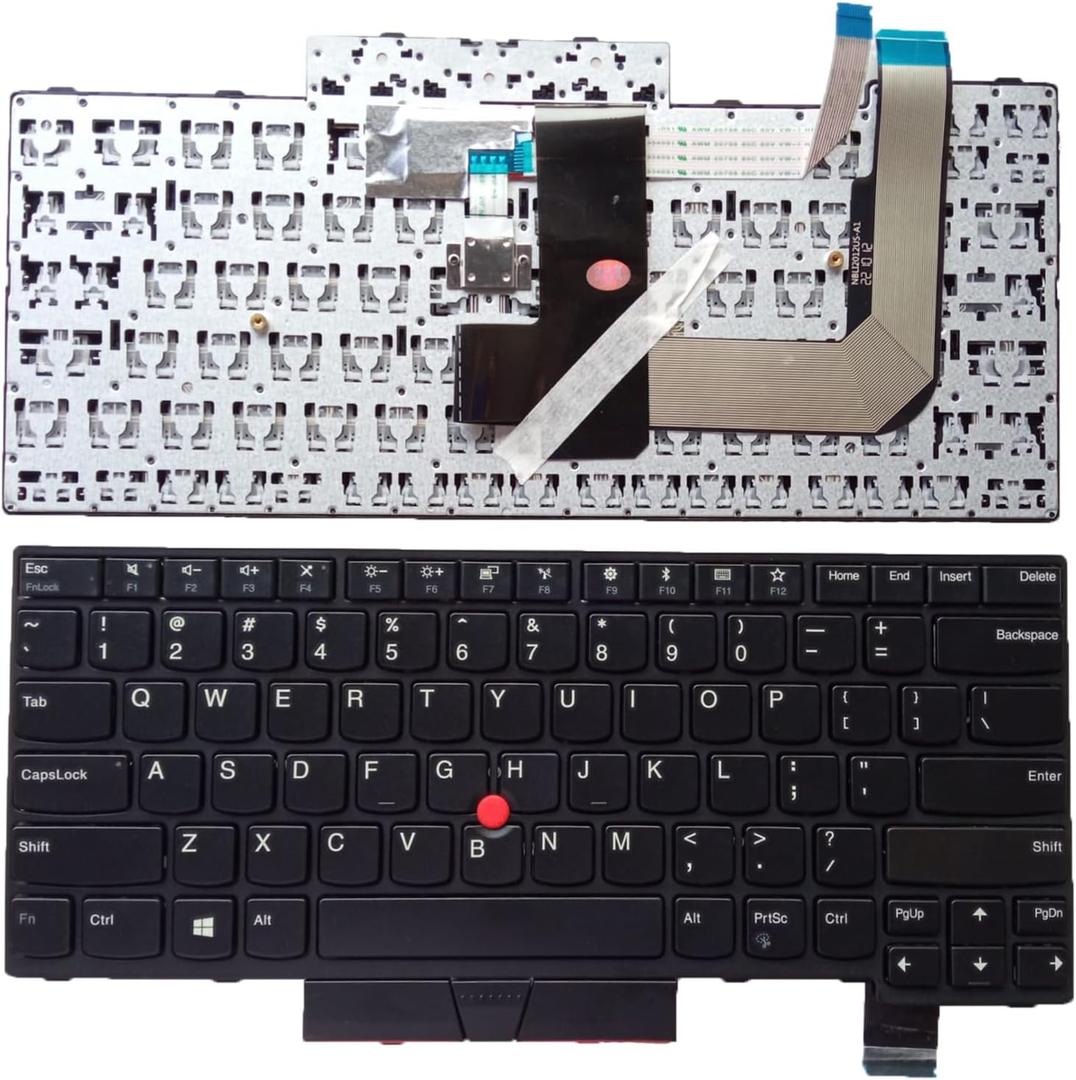 Laptop Replacement US Layout Keyboard for Lenovo T470 T480 X527 X598 01HX447 01HX487 01AX516 with Frame, Track Point, No Backlit Black