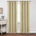 Joydeco Blackout Curtains 63 Inch Length 2 Panels Set, Thermal Insulated Long Curtains& Drapes 2 Burg, Room Darkening Grommet Drapes for Living Room Bedroom Window (W52 x L63 Inch, Beige)