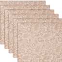 HEAVYWOOD Boho Placemats Set of 4 Cloth Floral Place Mats Paisley Botanical Table Mats for Kitchen Dinning Farmhouse Rustic Washable Tablemats 14x18 Inch (Oatmeal, 6)