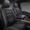 NS YOLO Leather Car Seat Covers Full Set,Universal Fit for Most Cars,SUVs and Sedans,Waterproof Luxury Leatherette Cushions, 5 Car Seat Protectors (Black, Full Set-5 Seats(Front and Rear))