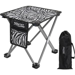 Roptat Camping Stool,Portable Folding Compact Lightweight Stool Seat for Camping Fishing Hiking Gardening Outdoor Walking Backpacking Travelling and Beach with Carry Bag (Zebra)