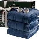 Beautyrest Heated Blanket, Electric Blanket, Soft, Warm, Reversible Plush - Sherpa Heating Blanket with 20 Heat Settings, 1-10 hrs Timer Auto Shut Off, Machine Washable, King (90 inx100 in), Indigo