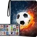 Trading Card Binder with Sleeve, 900 Pockets Soccer Card Binder Sports Cards Storage Organizer for Football Baseball or Game Trading Cards with 50 Removable Sleeves Cards Collector Album