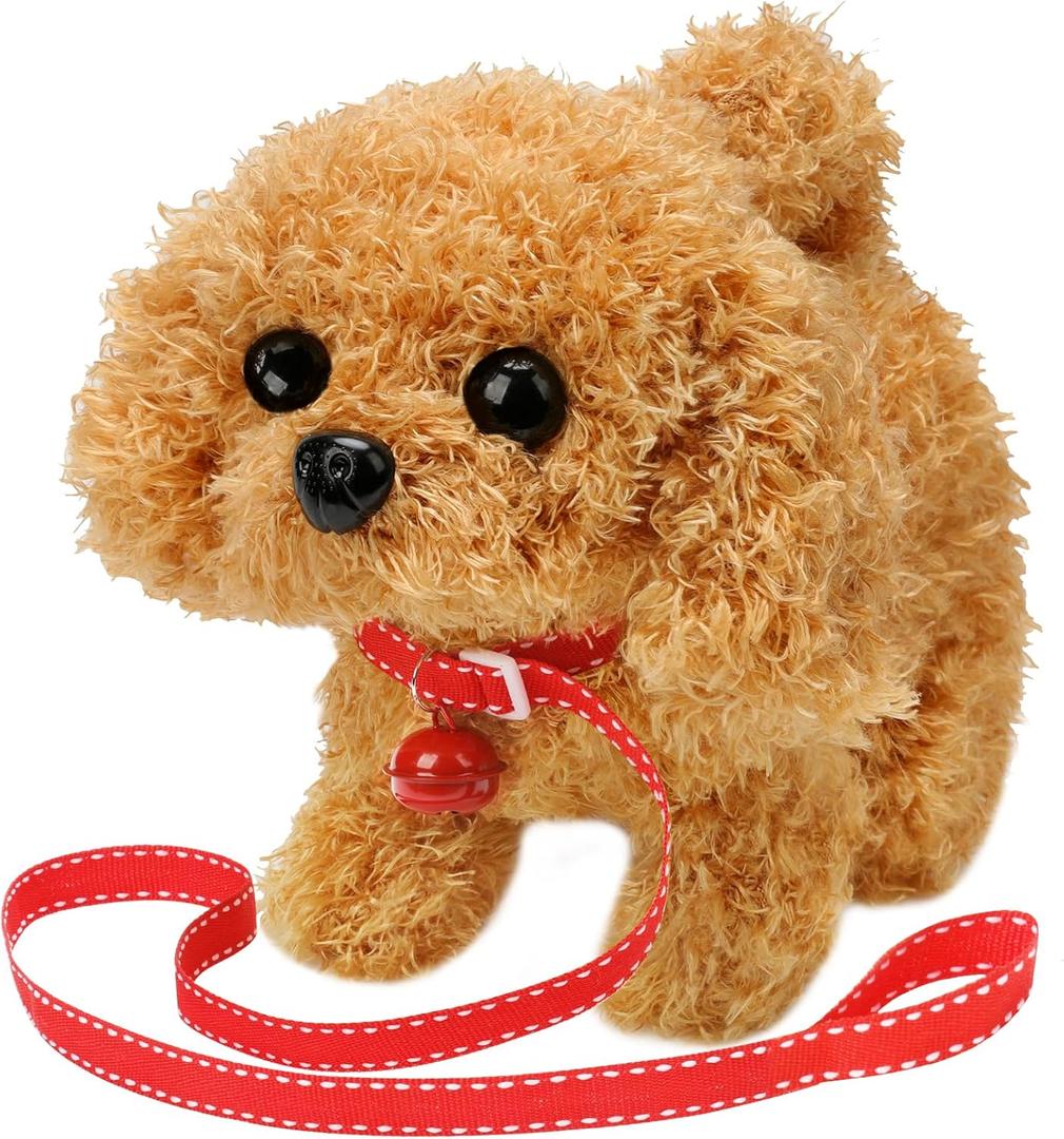 Plush Teddy Toy Puppy Electronic Interactive Dog - Walking, Barking, Tail Wagging, Stretching Companion Animal for Kids Toddlers (Teddy Dog)