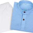 Superminis Baby Boys Ethnic Wear Colored Cotton Chikankari Kurta, Round Collar, Full Sleeves With White Pyjama (Blue, M)