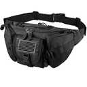 FRTKK Tactical Fanny Pack Military Waist Bag Pack with USA Flag Patch Utility Hip Pack with Adjustable Strap for Outdoors Fishing Cycling Camping Hiking Dog Walking