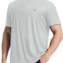 Roadbox Men's UPF 50+ Swim Shirts, UV Sun Protection Rash Guard Short Sleeve, Surfing Hiking Fishing Beach Quick Dry T-Shirts (Gray, XXL)