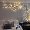 2PCS Enchanted Willow Vine Lights with Remote, Christmas Swags Decorations Indoor Room Decor, 18 Branches 144 LEDs 7.5FT Lighted Willow Vine Lights for Walls Bedroom Home Decor, White