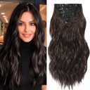 Clip in Hair Extensions, 6 PCS Natural & Soft Hair & Blends Well Hair Extensions, Dark Brown Long Wavy Hairpieces(20inch, 6pcs, Dark Brown) (20 Inch ( 6 PCS ))
