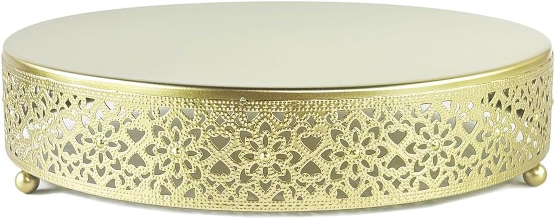 Cake Stand, Metal Round Cupcake Dessert Stand Cake Display Holder Cookies Fruit Serving Tray Decor for Wedding Party Birthday Baby Showers Anniversary (Gold, 12in)