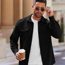 COOFANDY Men's Casual Button Down Shirt Long Sleeve Untucked Shirt Stretch Denim Dress Shirt with Pockets (Medium, Black)