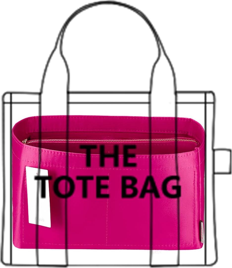 ZTUJO Purse Organizer Insert For Handbags, Purse Organizer With Zipper, Neverfull Organizer, Bag Organizer For Speedy Neverfull ONTHEGO Tote, Handbag and More (Silky Rosy, X-Large)